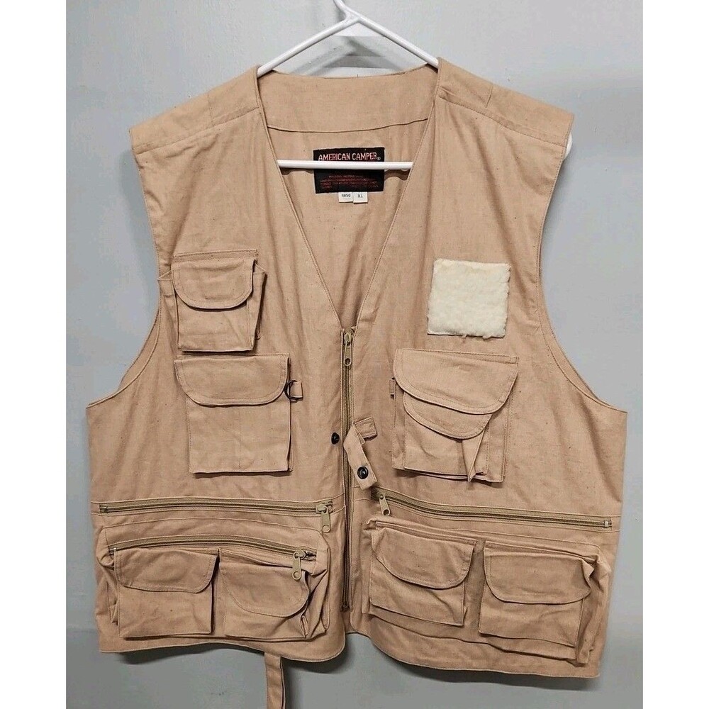 American Camper Sportsmans Apparel Mens Vest Sz XL Hunting Fly Fishing 70s 80s